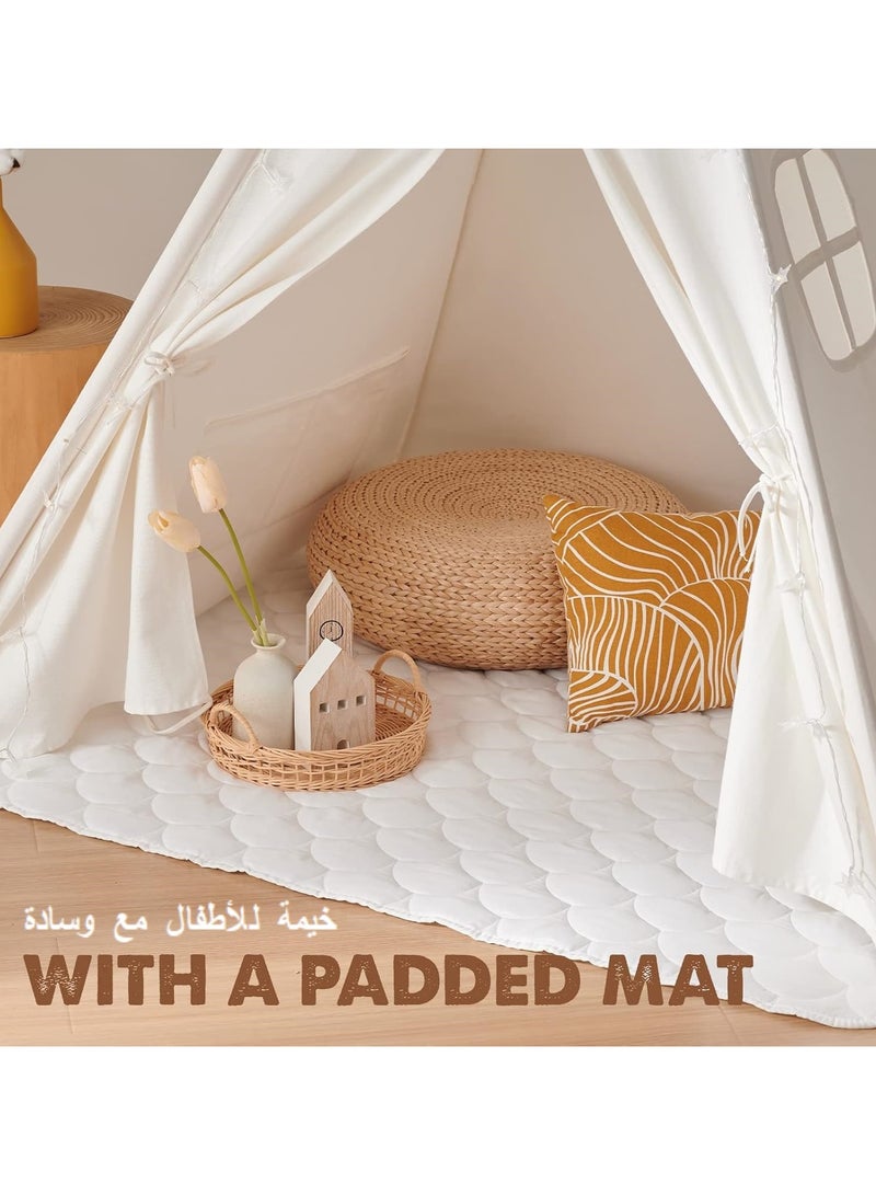 XICEN Kids Teepee Tent, Cotton Play Tent with Padded Mat and Star Lights, Kids Play Tent with 1 Windows, Quality Teepee Tent for Girls and Boys, 160cm*120cm - Image 4